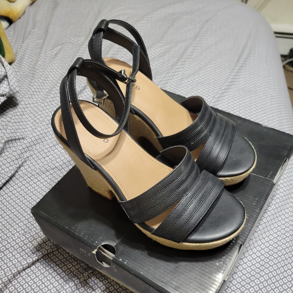 Torrid Black Platform Wedge Sandals